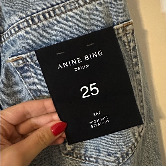 Anine Bing x Helena Christensen Light Blue Acid Wash Straight Leg Kat Jeans 25 - Picture 7 of 13